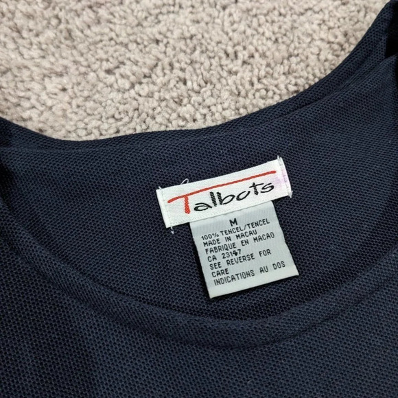 Talbots Tencel Black Short Sleeve Pique Knit Dress Size Medium - Picture 4 of 8